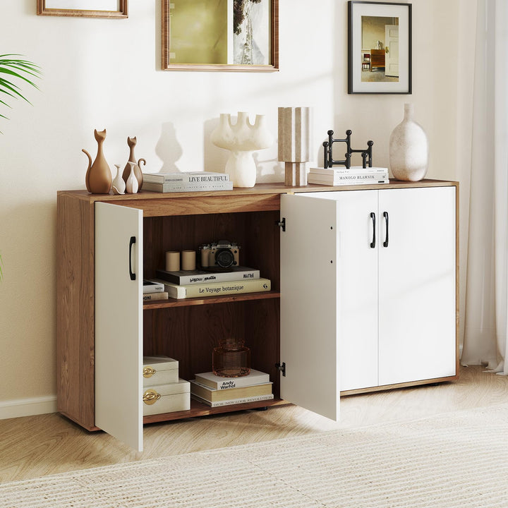 2-Door Kitchen Storage Cabinet with 5-Position Adjustable Shelf &amp; Anti-Tipping Kits