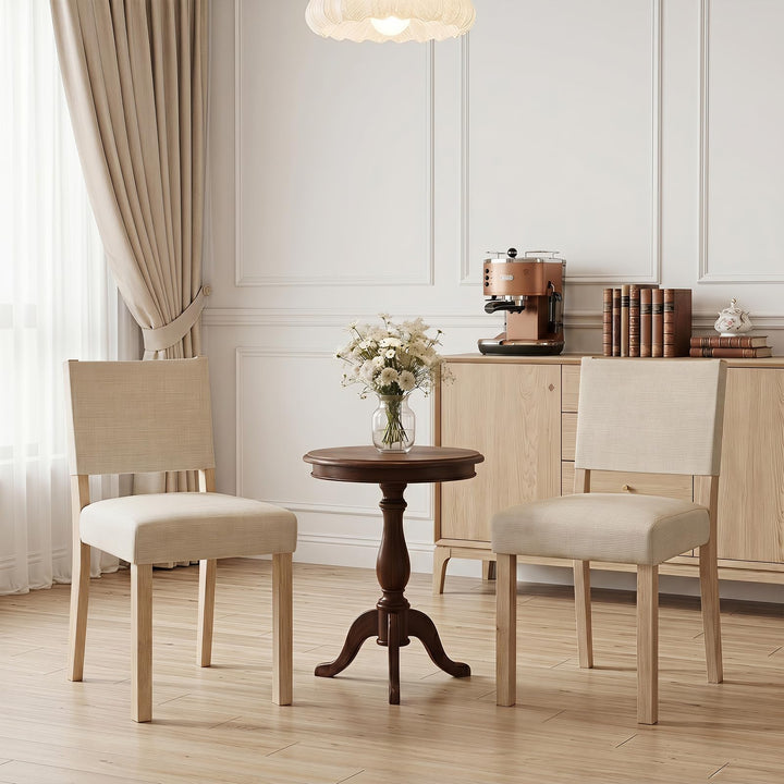 Giantex Set of 2/4 Upholstered Dining Chairs with Linen Fabric Seat