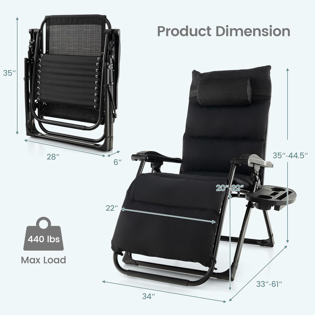 Giantex Zero Gravity Chair with Patio Cushions, Adjustable Folding Reclining Lounge Chair