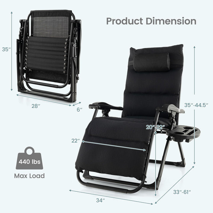 Giantex Zero Gravity Chair with Patio Cushions, Adjustable Folding Reclining Lounge Chair
