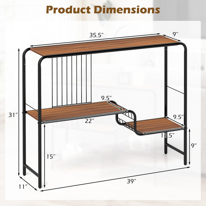 Giantex 2-Tier Console Table, 35.5" Narrow Entryway Table w/Irregular Storage Shelves &amp; Metal Frame