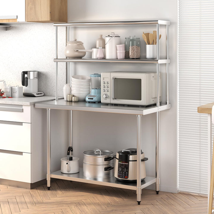 Giantex Stainless Steel Table with Overshelf, 48" X 30"
