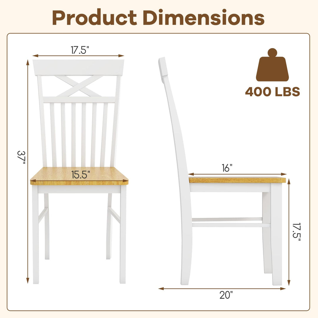 Giantex Wooden Dining Chairs Set of 2/4, Kitchen Chairs w/Rubber Wood Frame, High &amp; Curved Slatted Backrest, Modern Armless Chairs