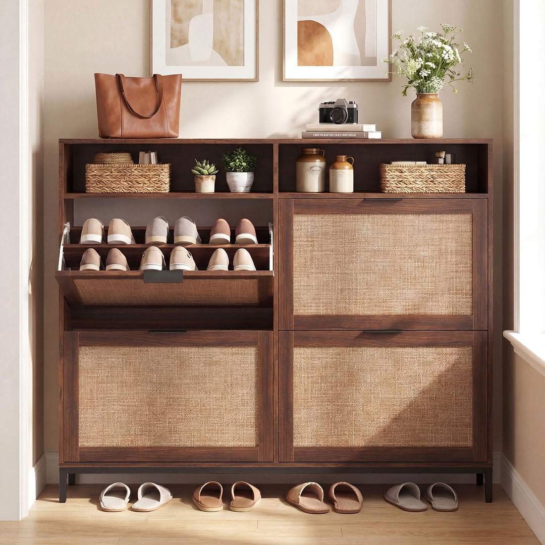Giantex Large Shoe Storage Cabinet w/ 4 Flip Drawers