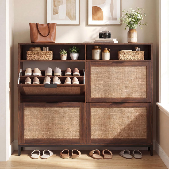 Giantex Large Shoe Storage Cabinet w/ 4 Flip Drawers