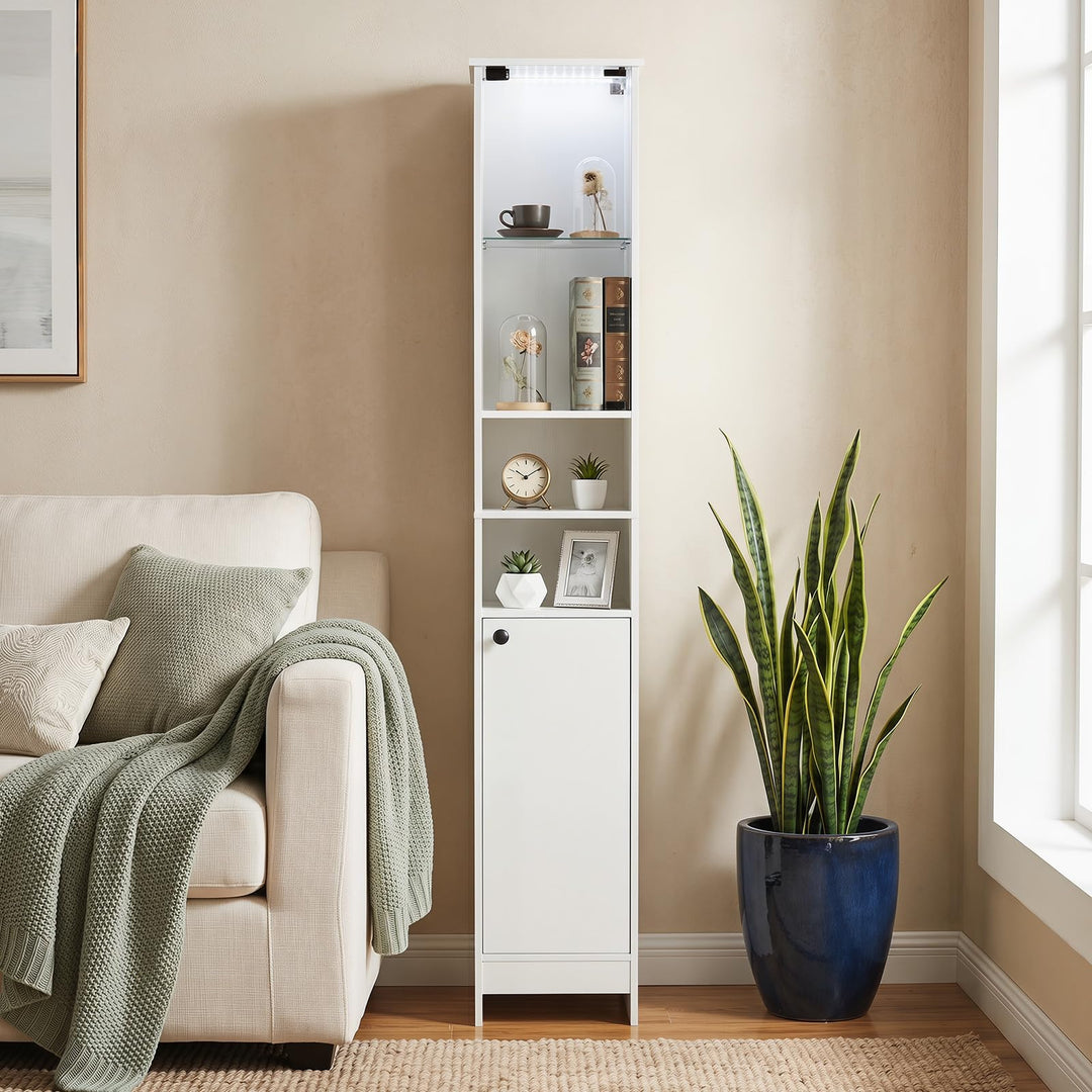 Giantex Tall Narrow Bathroom Cabinet with Lights &amp; Remote Control (1/2)