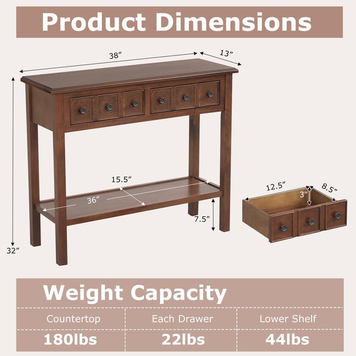 Giantex 38" Narrow Console Table with 2 Drawers &amp; Bottom Open Shelf