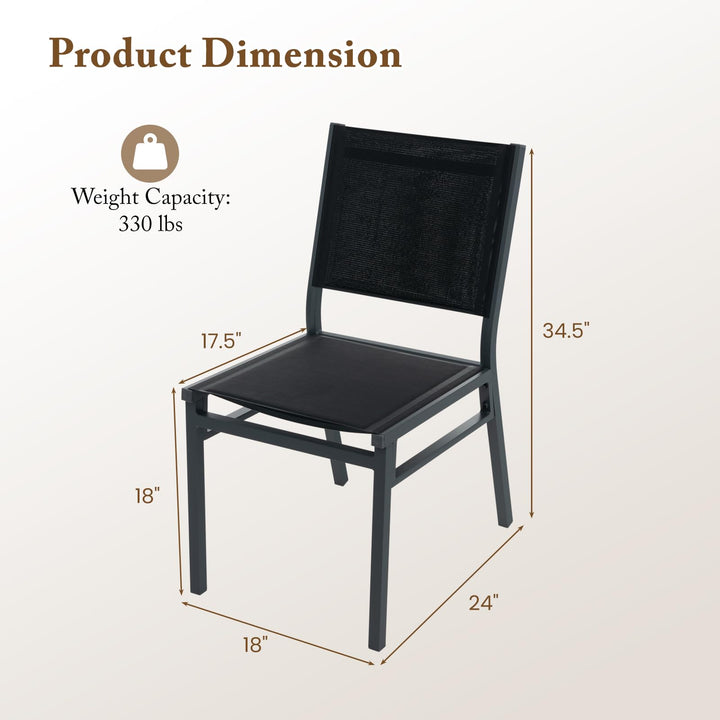 Giantex Outdoor Patio Dining Chair, Armless Dining Chair with Breathable Fabric Seat &amp; Backrest