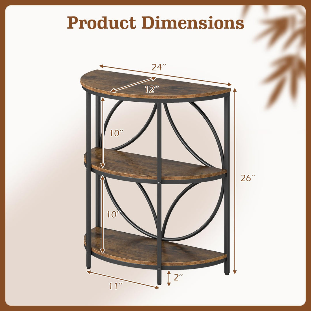 Giantex Half Round End Table 3-Tier Narrow Side Table(1/2)