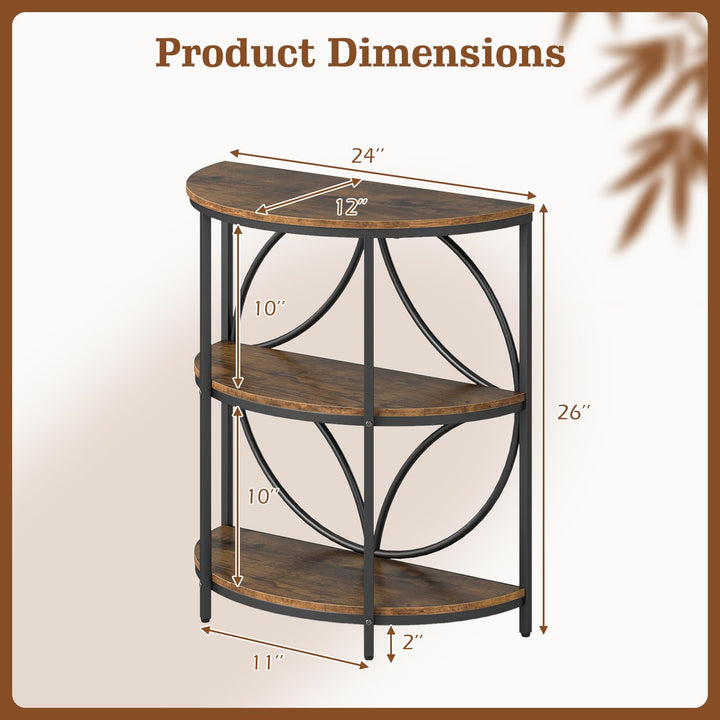 Giantex Half Round End Table 3-Tier Narrow Side Table(1/2)
