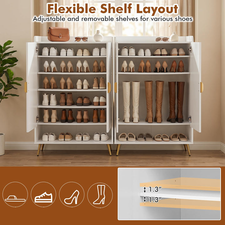 Giantex 7-Tier Wooden Shoe Storage Cabinet w/Doors