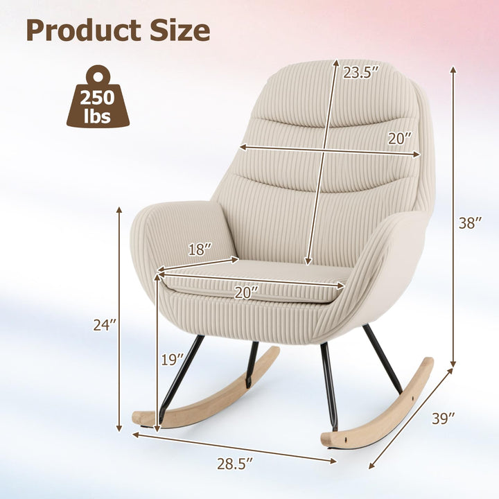 Giantex Upholstered Rocking Chair Nursery Glider Rocker with Padded Backrest and Seat