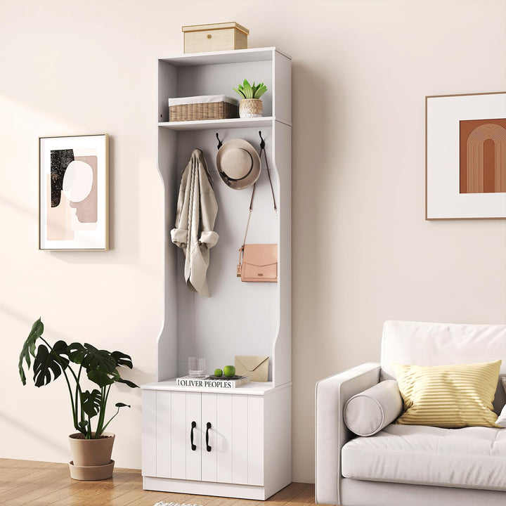 Giantex 3-in-1 Hall Tree with Bench and Shoe Storage 23.5" Tall Coat Rack