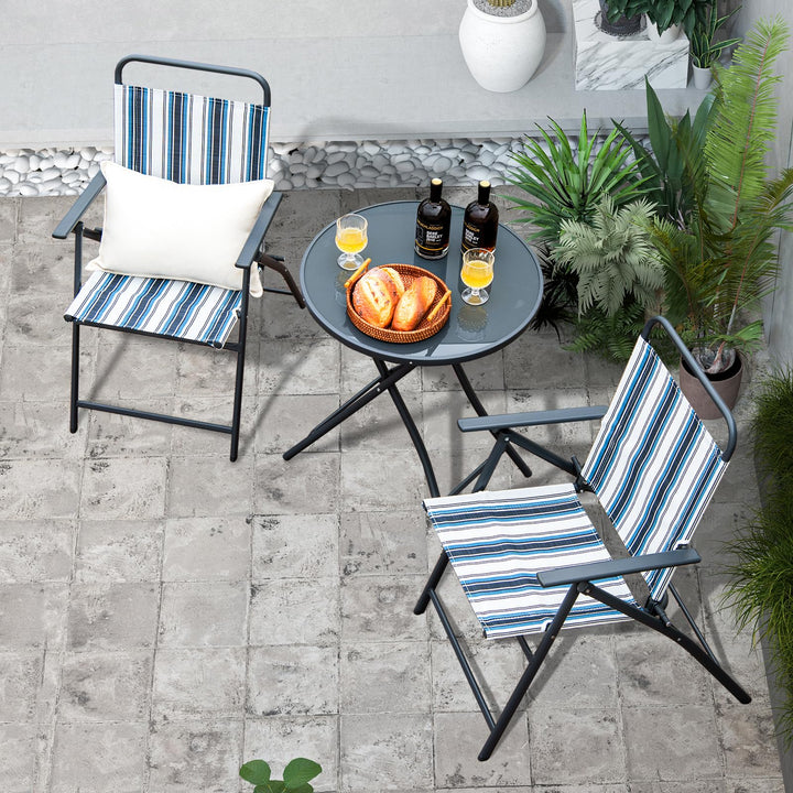 Giantex 3 Pcs Patio Bistro Set, Folding Table and Chairs Set