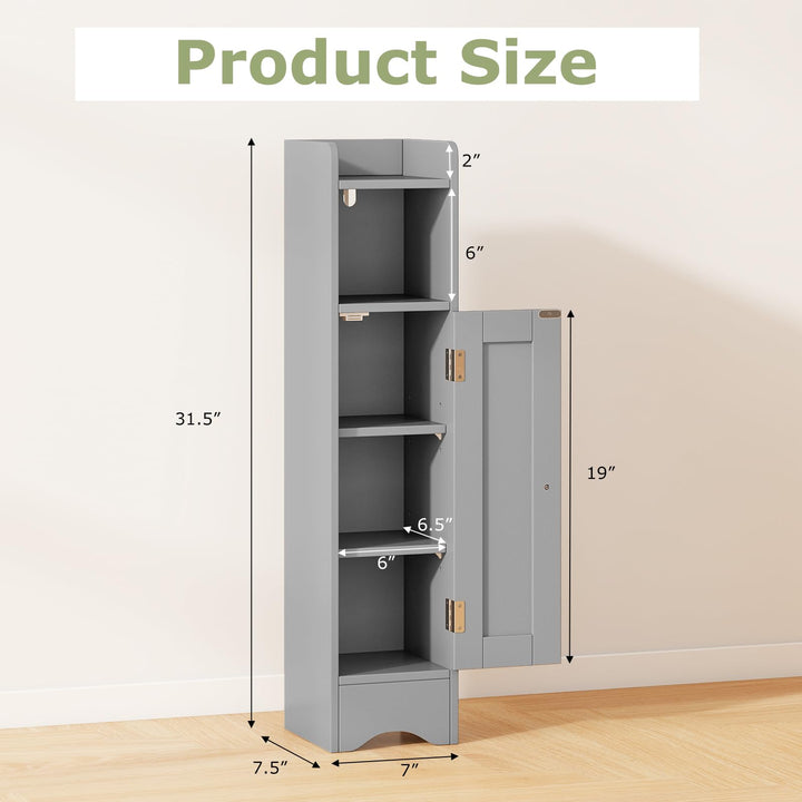 Giantex Small Bathroom Storage Cabinet Corner Floor Cabinet with Door &amp; Adjustable Shelves