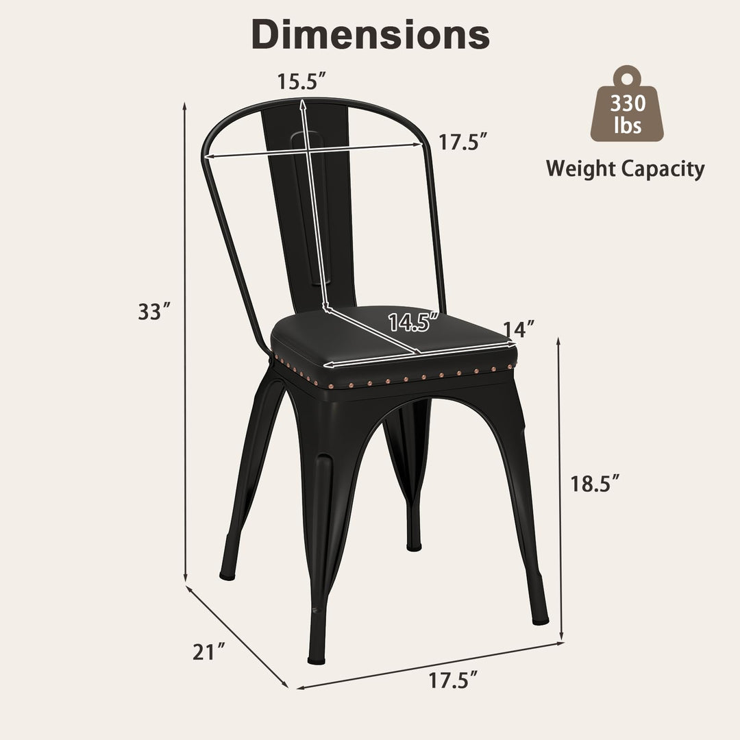 Giantex Metal Dining Chairs Set of 4 with Detachable Backrest &amp; PU Leather Padded Seat
