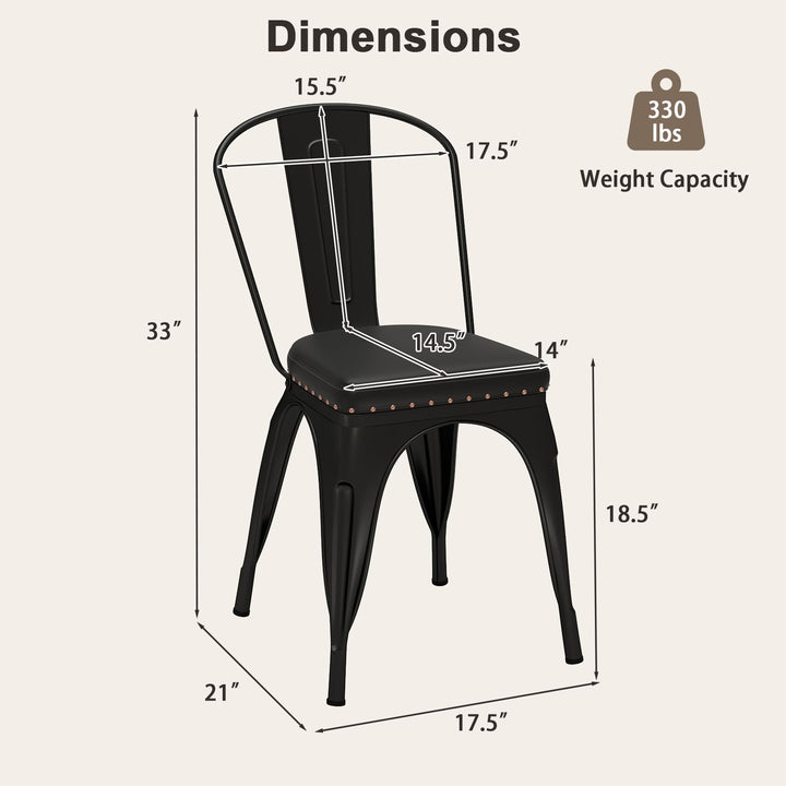 Giantex Metal Dining Chairs Set of 4 with Detachable Backrest &amp; PU Leather Padded Seat