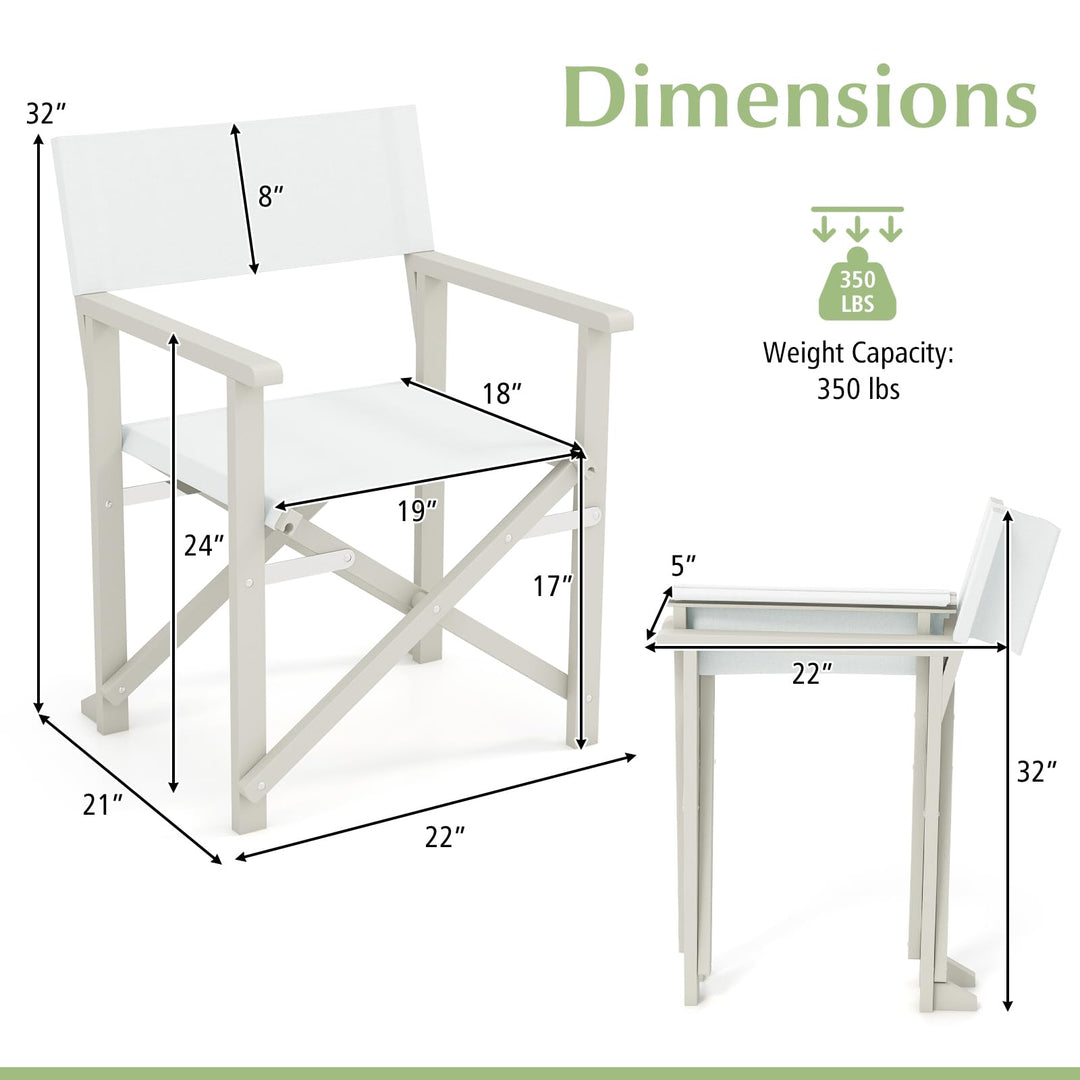 Giantex Set  Folding Director Chairs, Lightweight Patio Camping Chair with Acacia Wood Frame &amp; Oxford Fabric Seat