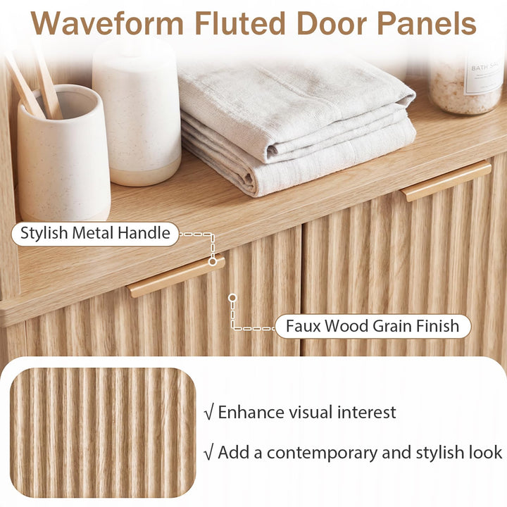 Giantex 68" Tall Corner Cabinet with Fluted Doors