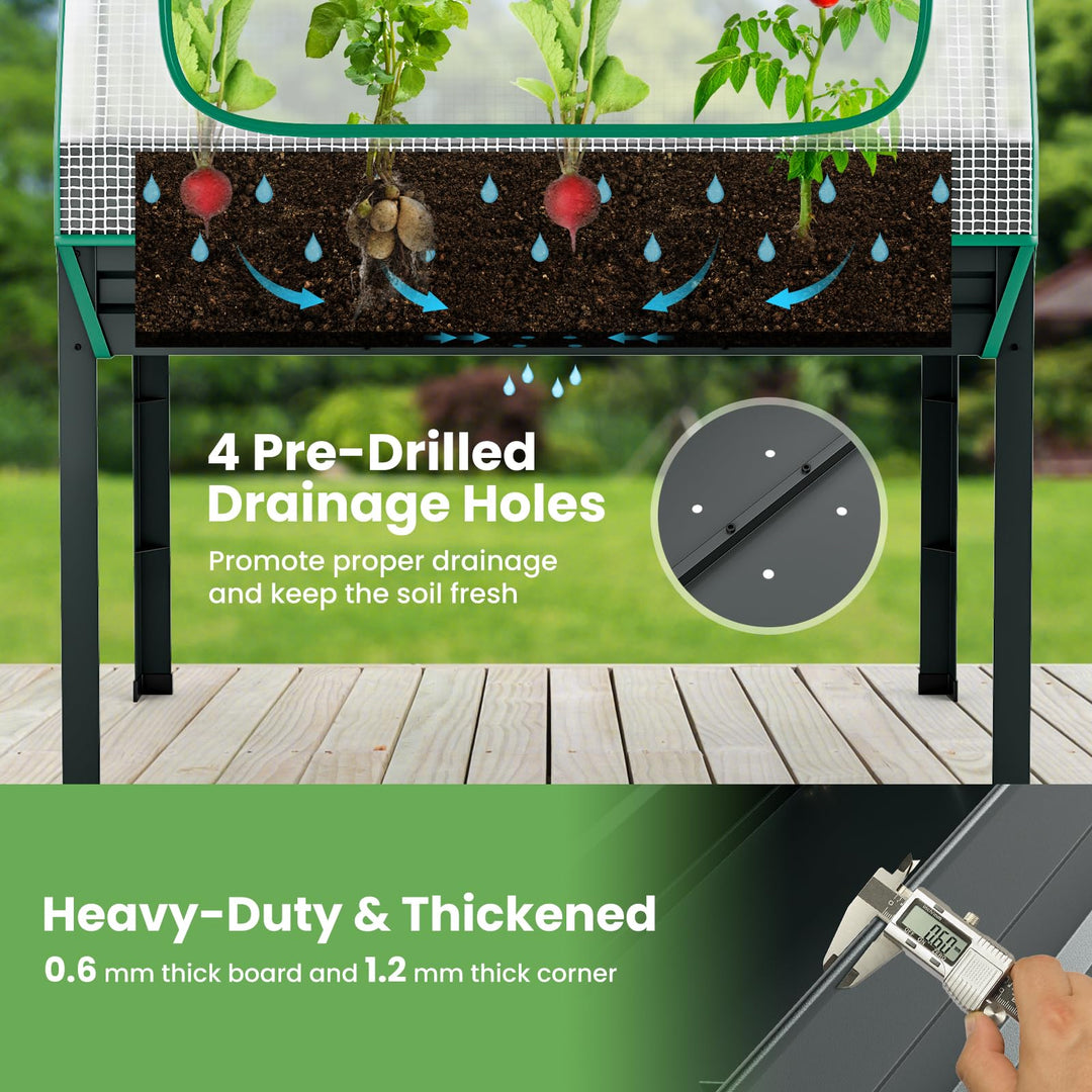 Giantex 3-in-1 Raised Garden Bed with Greenhouse Cover &amp; Trellis Rope,  46”x23.5”x59” Raised Bed for Flower Herb Vegetable