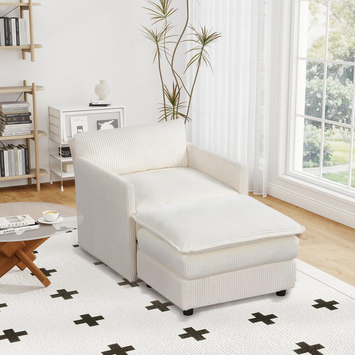 Giantex Oversized Accent Chair with Ottoman with Soft Corduroy Cushions