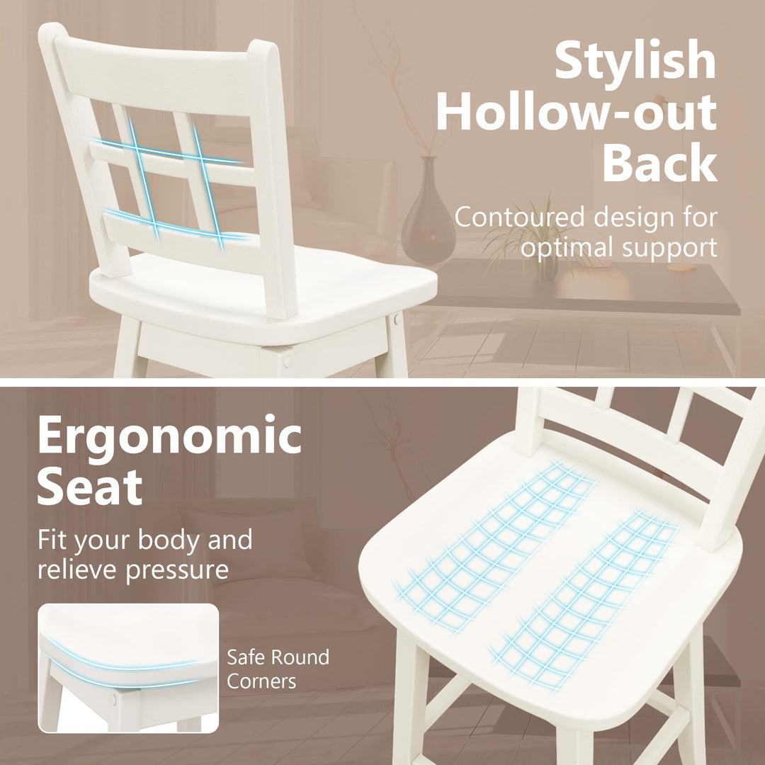 Giantex Bar Stools, Farmhouse Swivel Barstools with 6-Grid Hollow Back &amp; Ergonomic Contoured Seat