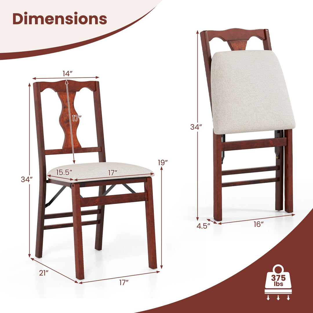 Giantex Folding Dining Chairs Set of 2/4 Upholstered Dining Chairs with Comfy Padded Seats