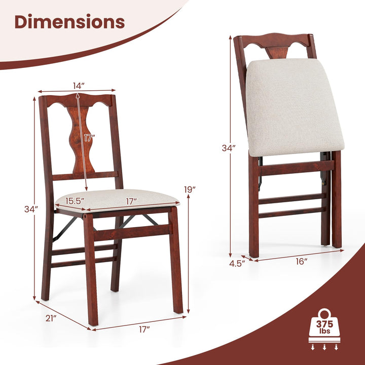 Giantex Folding Dining Chairs Set of 2/4 Upholstered Dining Chairs with Comfy Padded Seats