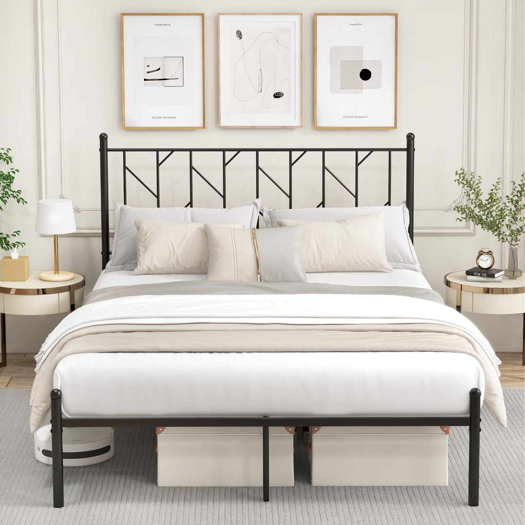 Giantex Queen/Full/Twin Size Metal Bed Frame with Victorian Style Headboard