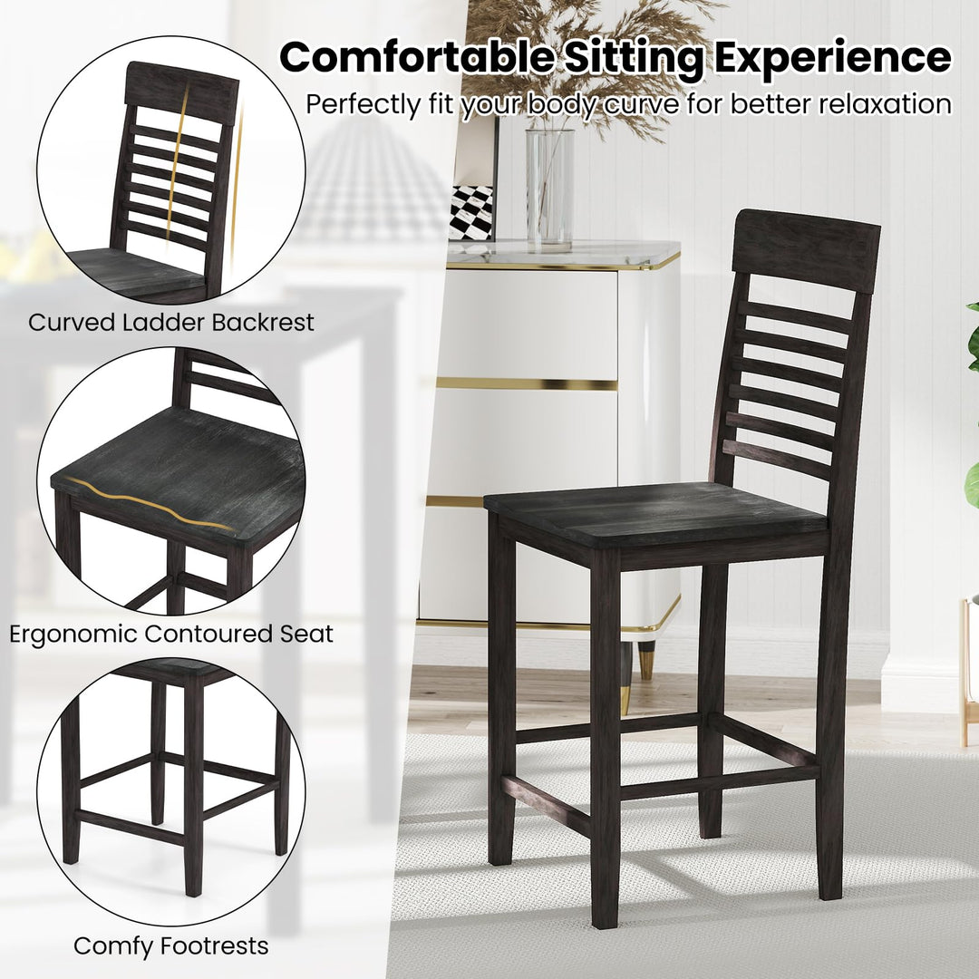 Giantex Counter-Height Square Kitchen Table and 4 Chairs Set with Rubber Wood Frame