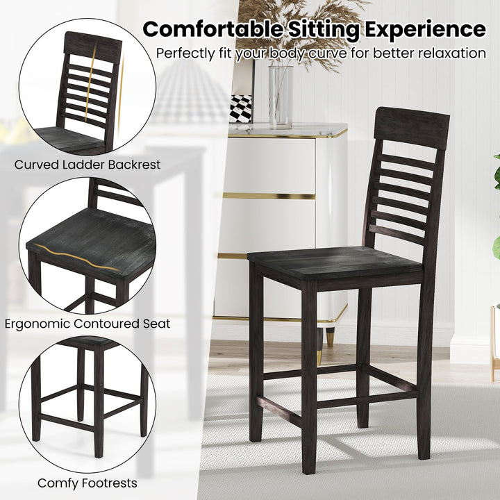 Giantex Counter-Height Square Kitchen Table and 4 Chairs Set with Rubber Wood Frame