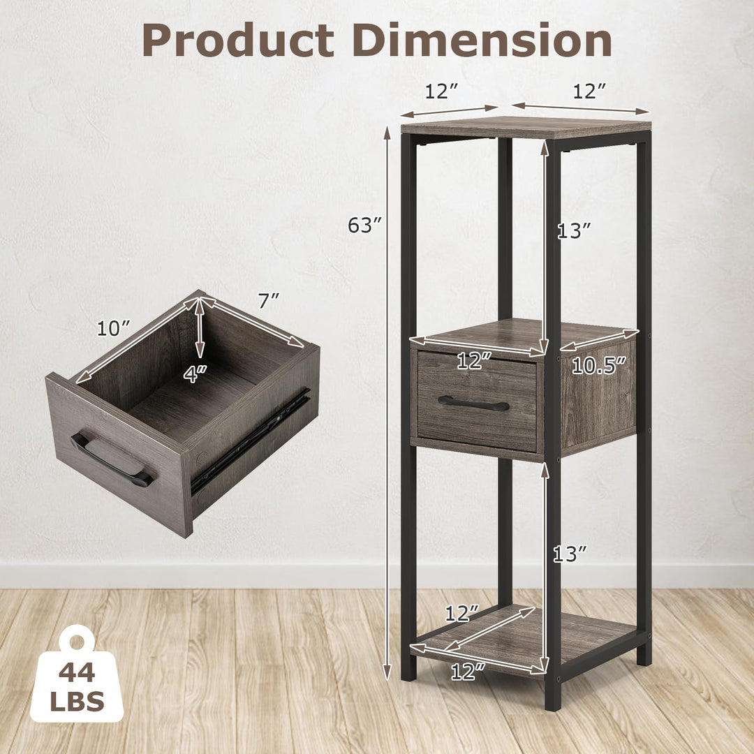 Giantex 3 Tier Tall Plant Stand Indoor, 36 Inch Corner Plant Holder with Drawer &amp; Metal Frame