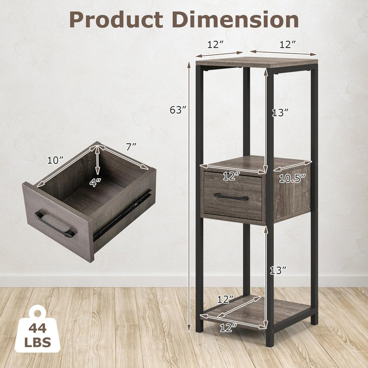 Giantex 3 Tier Tall Plant Stand Indoor, 36 Inch Corner Plant Holder with Drawer &amp; Metal Frame