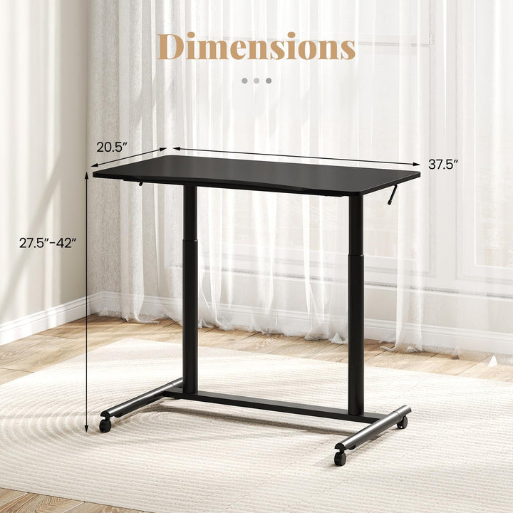 Giantex Mobile Standing Desk Height Adjustable Computer Desk with Wheels &amp; Aluminum Frame