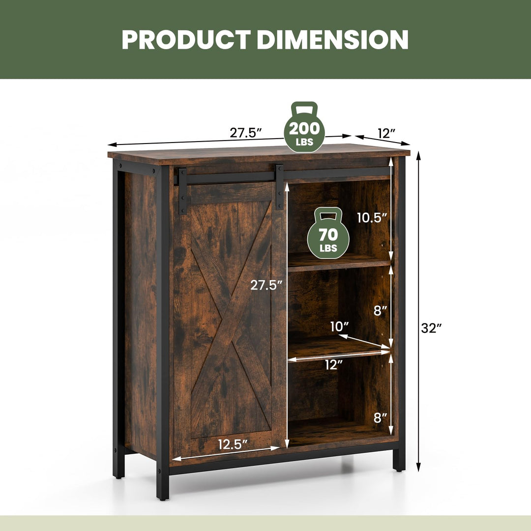 Giantex Buffet Cabinet, Farmhouse Kitchen Sideboard with Sliding Barn Door &amp; Adjustable Shelves