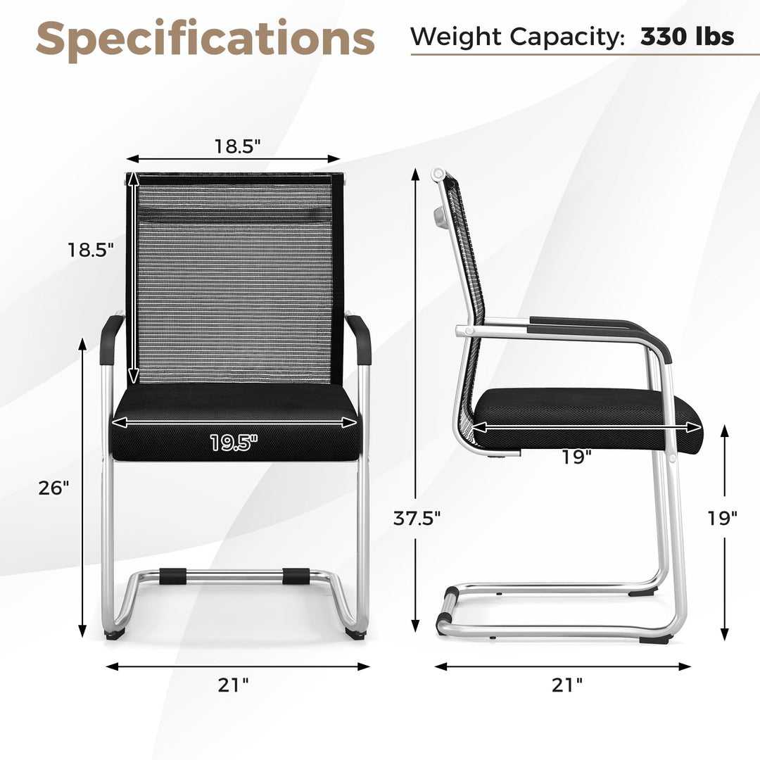 Giantex Waiting Room Chairs, Office Guest Chairs, Lobby Chairs with Metal Sled Base &amp; Armrests