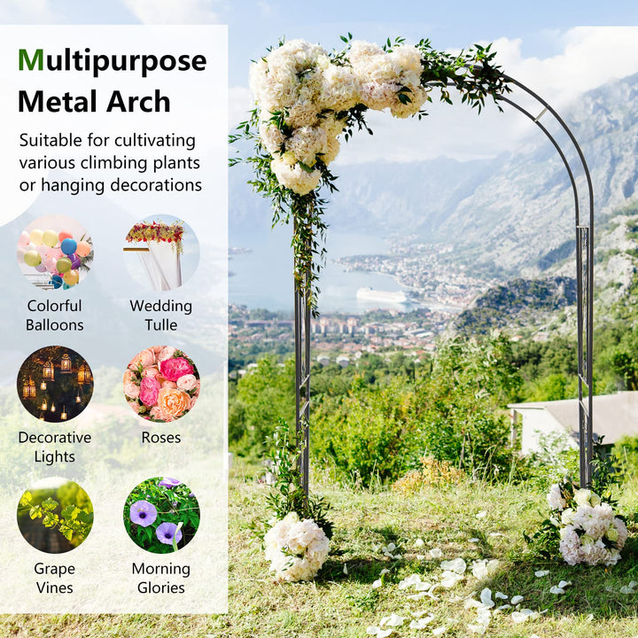 Giantex Garden Arbors Trellises, 7.2FT Metal Garden Arch for Climbing Plants Roses