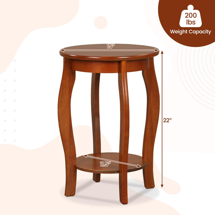 Giantex 2-Tier End Table, Narrow Tiered Telephone Table with Storage Shelf, Solid Wood Legs