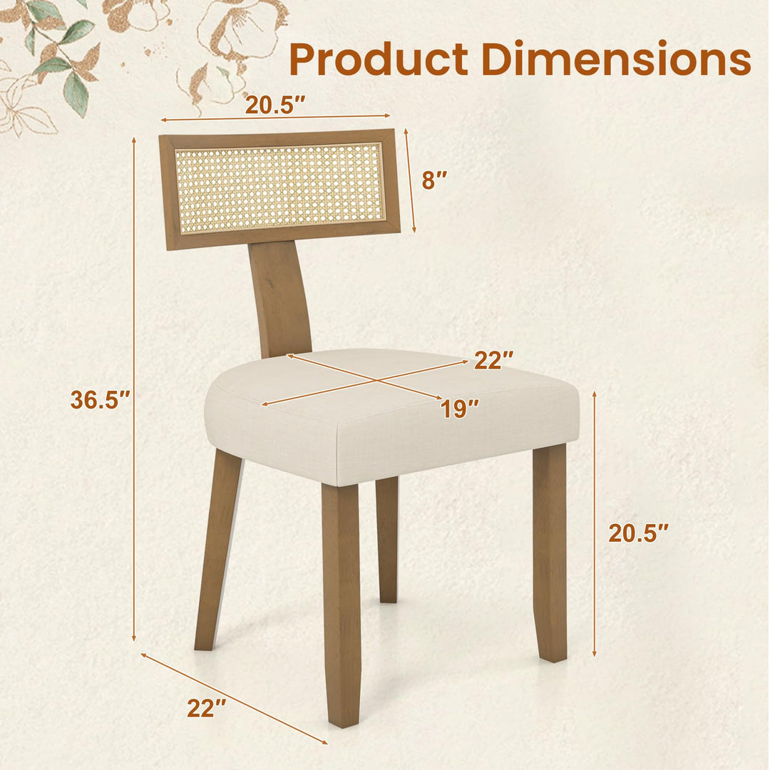 Giantex Rattan Dining Chairs Set, Mid Century Modern Kitchen Chairs w/Rattan Backrest &amp; Rubber Wood Legs