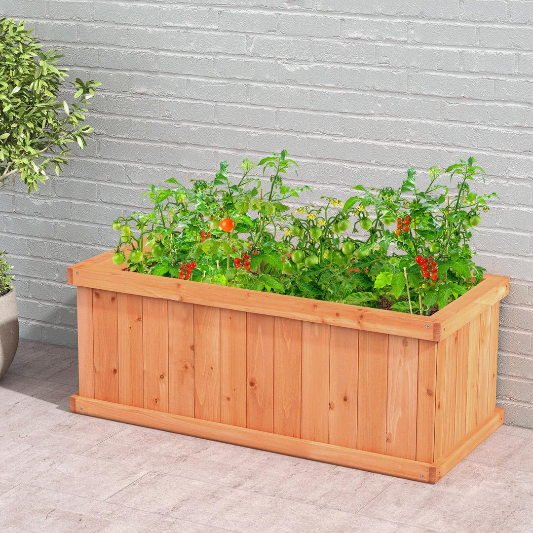 Giantex Raised Garden Bed | 31”x14”x12” Wooden Planter Box with 4 Drainage Holes (1/2)