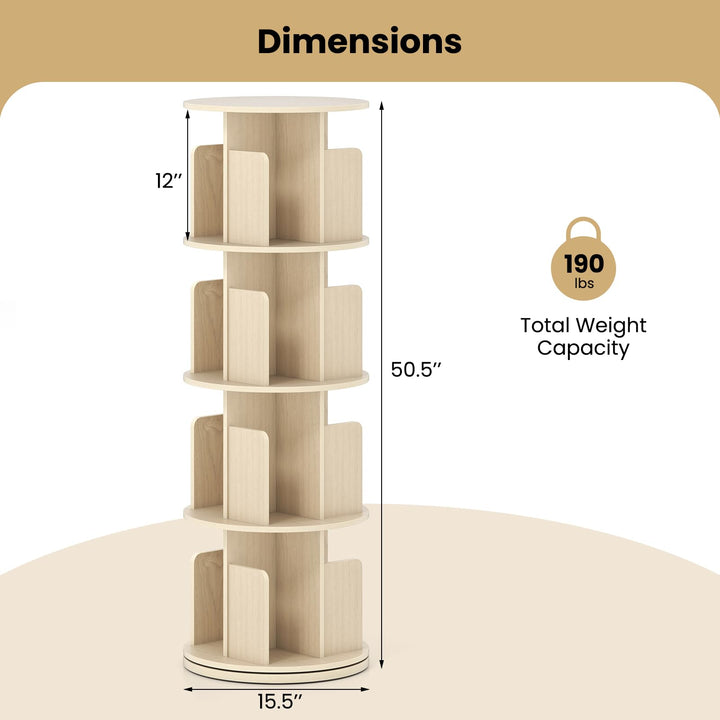 Giantex 4-Tier Rotating Bookshelf 360° Display Rack w/Dividers &amp; Anti-Falling Baffles