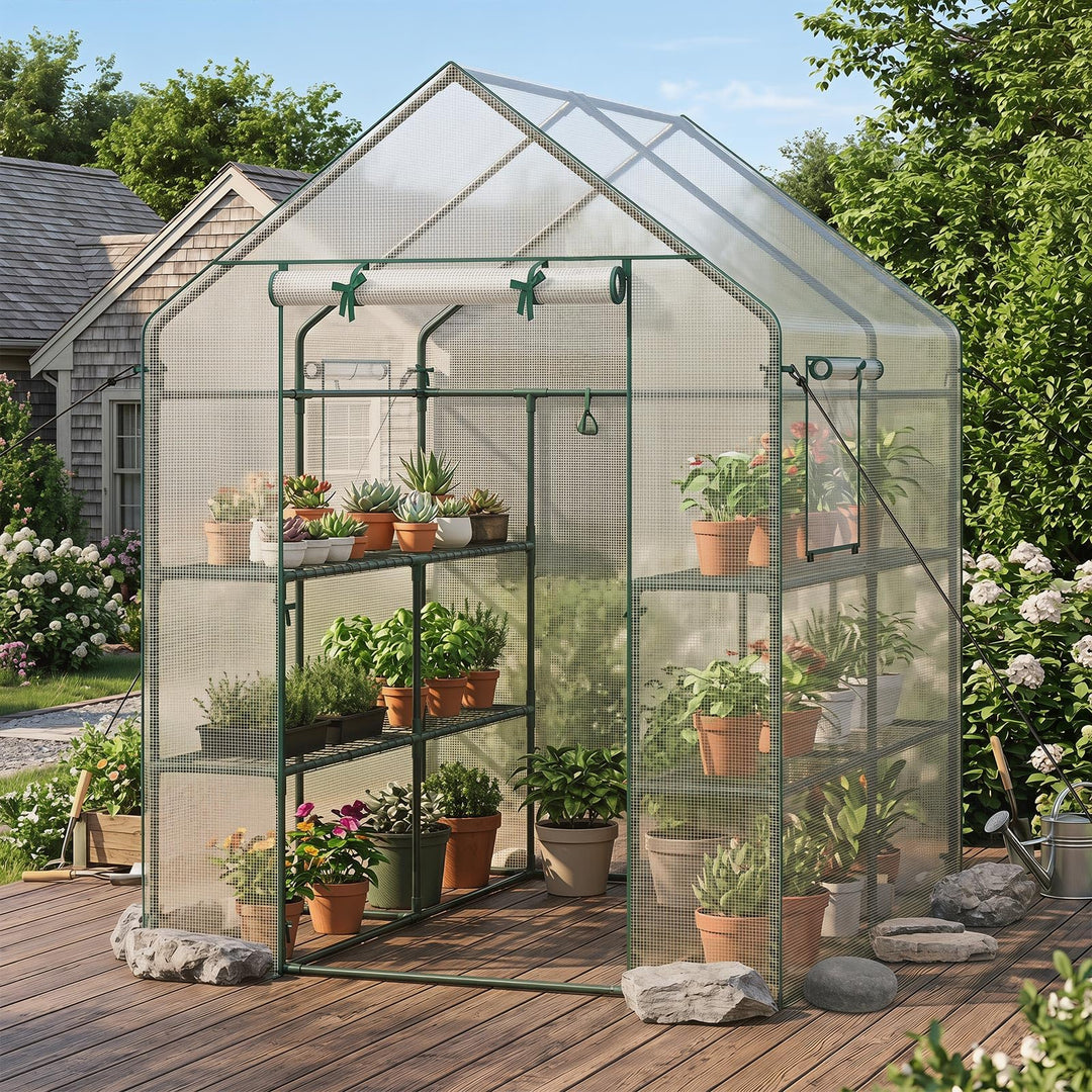 Giantex 57”L x 57”W x 77”H Walk-in Greenhouse for Outdoors