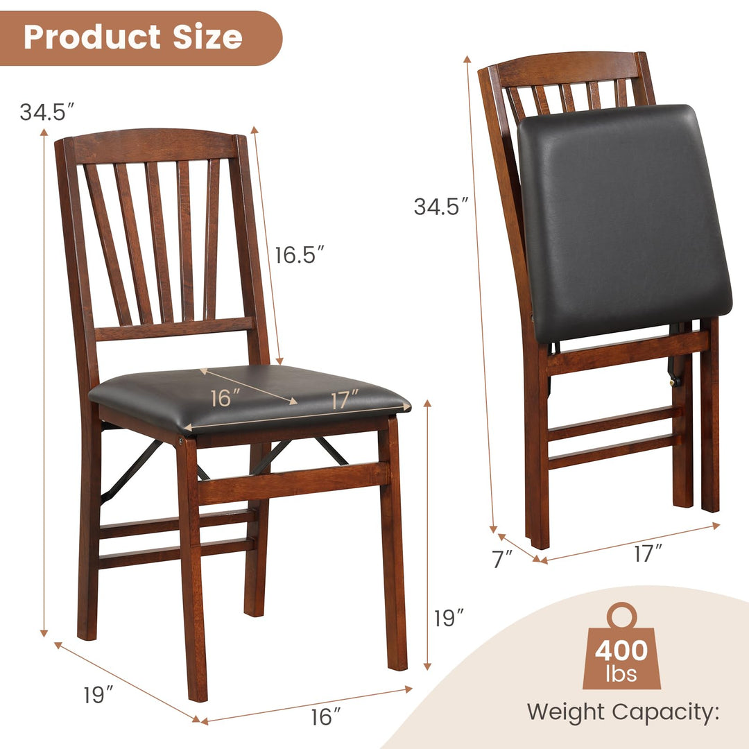 Giantex Folding Dining Chairs Set | Foldable Wood Kitchen Chairs with Padded Seat (2/4)