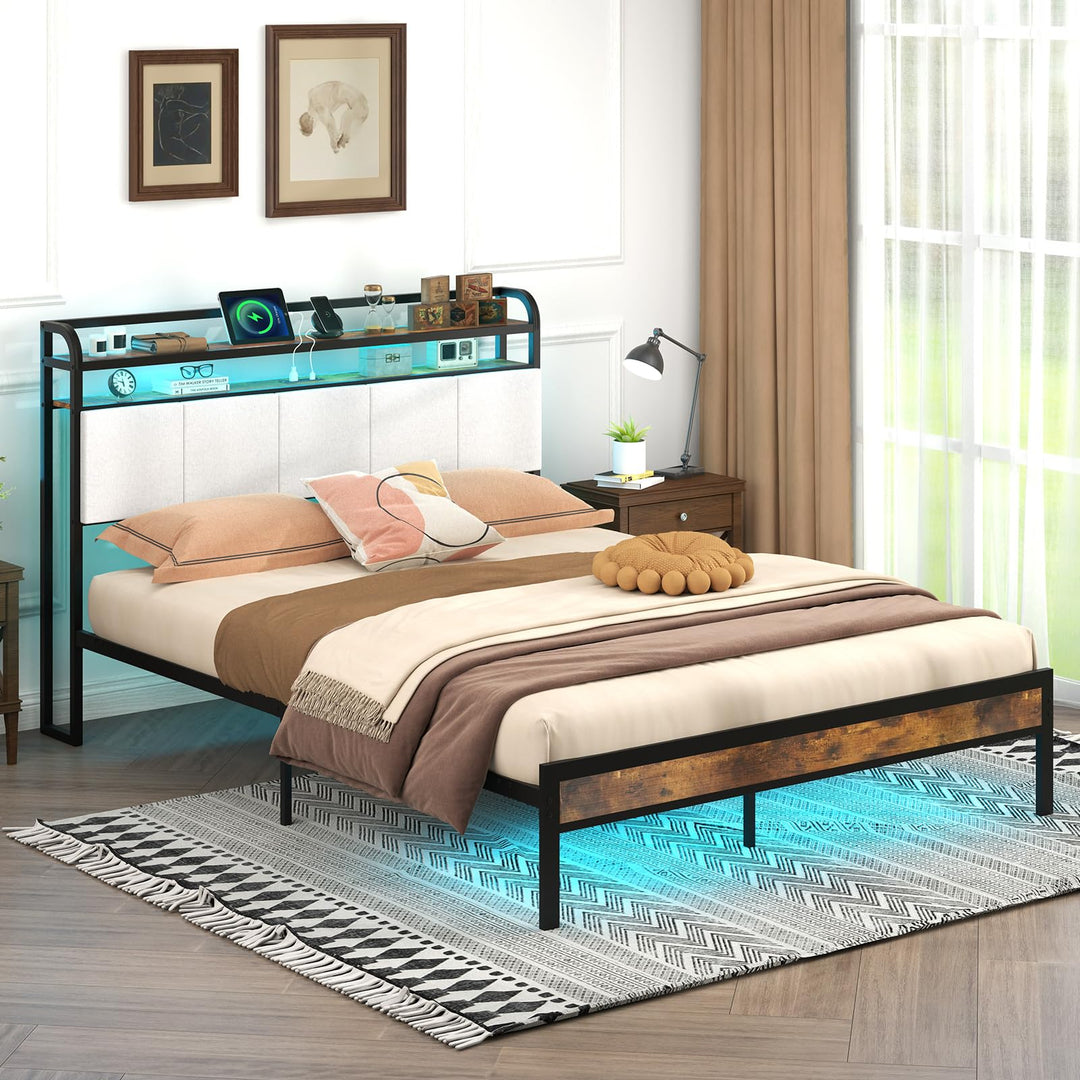 Giantex King/Queen/Full/Twin Size Bed Frame with Storage Headboard