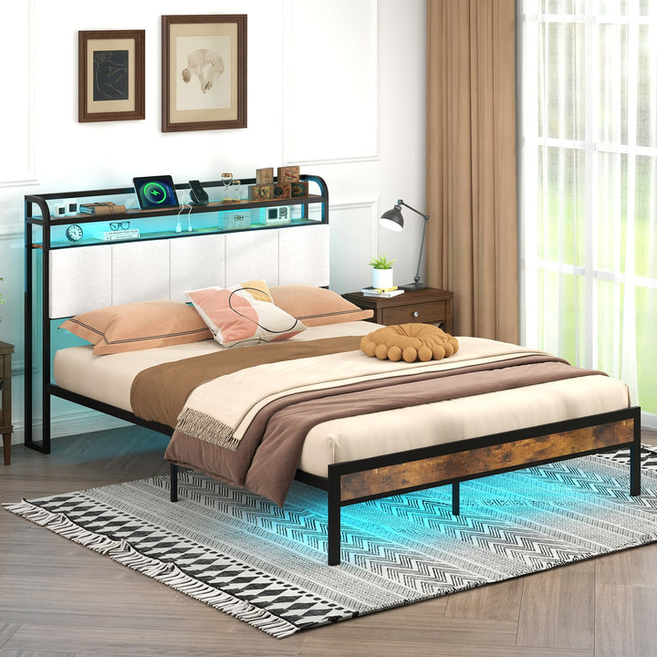 Giantex King/Queen/Full/Twin Size Bed Frame with Storage Headboard
