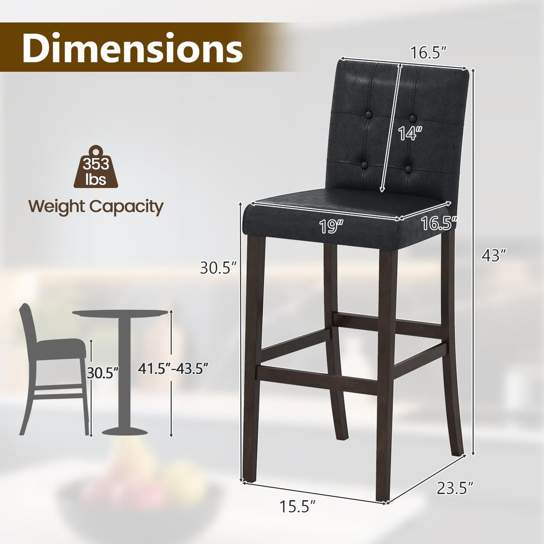 Giantex Bar Stools Set of 2/4 with Button Tufted Back