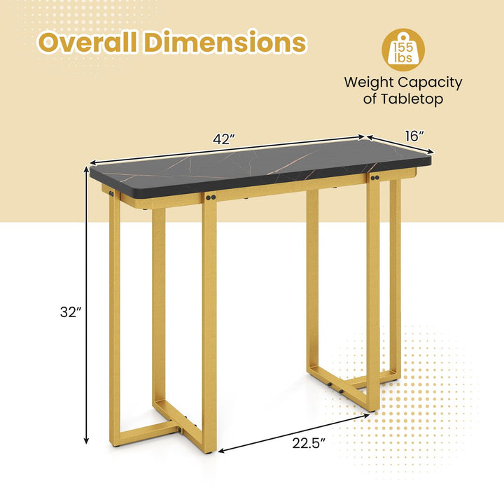Giantex Console Table 42" Modern Faux Marble Foyer Table with Geometric Metal Frame