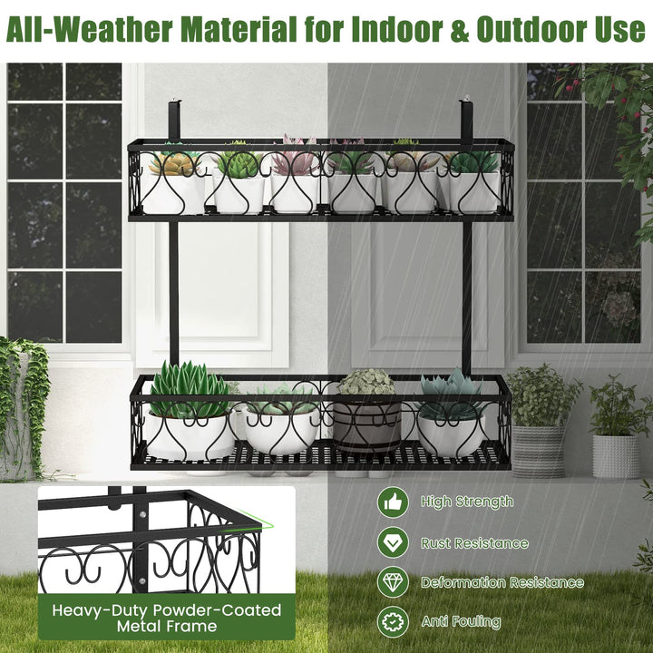 Giantex Balcoy Flower Pot Stand Rack w/ Adjustable Hooks &amp; 2 Planter Baskets