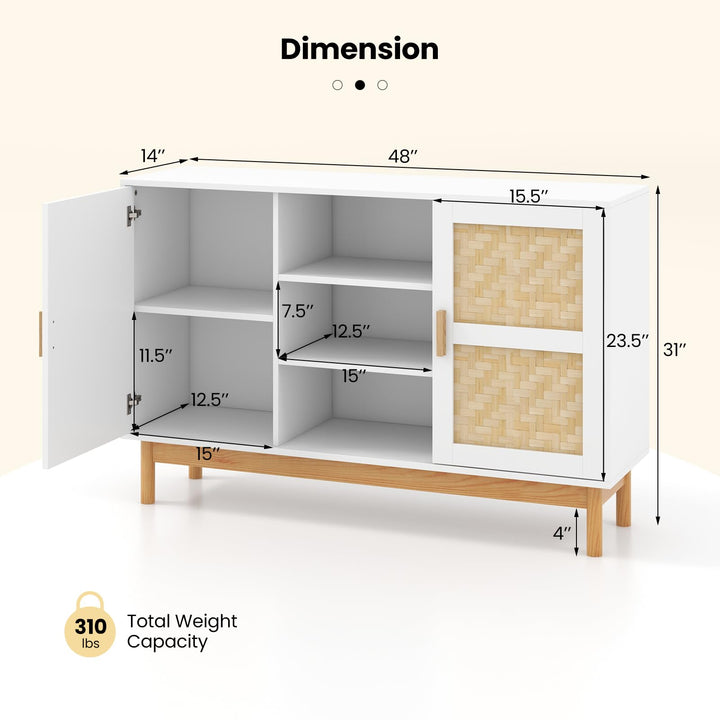 Giantex Buffet Sideboard, Kitchen Storage Cabinet with 3 Open Shelves &amp; 2 Side Cabinets