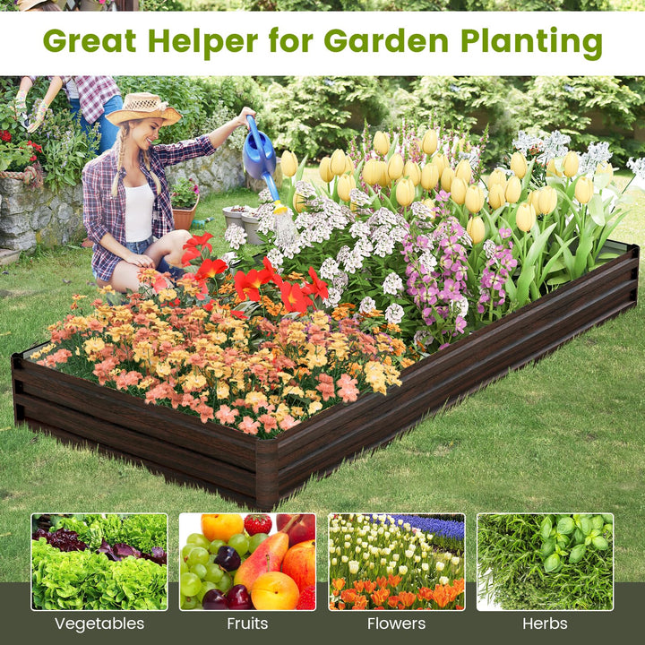 Giantex 8x4x1ft Metal Raised Garden Bed, Planter Box with Protective Edges